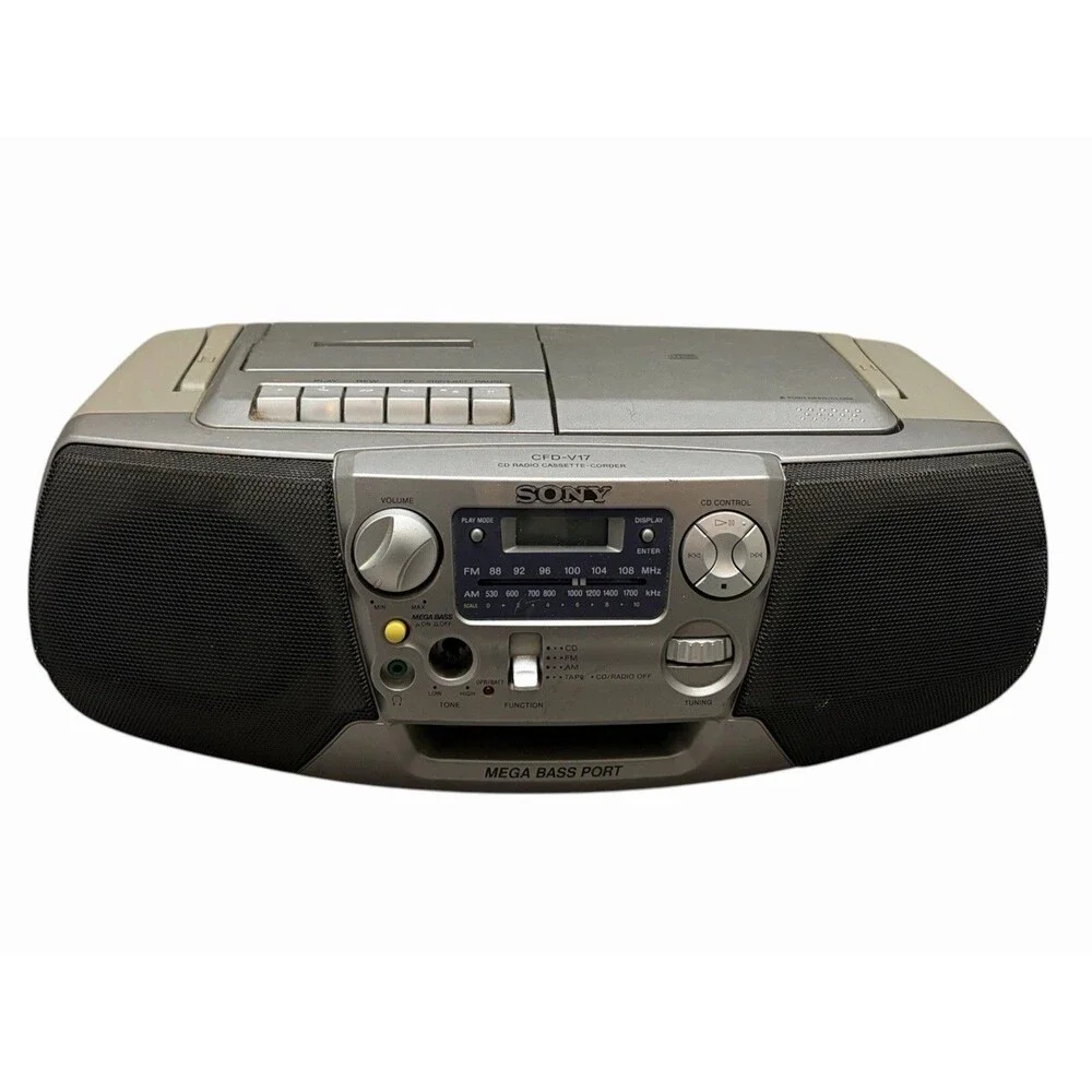 Sony CFD-V17 Portable Mega Bass AM-FM Radio CD Cassette Recorder Boombox